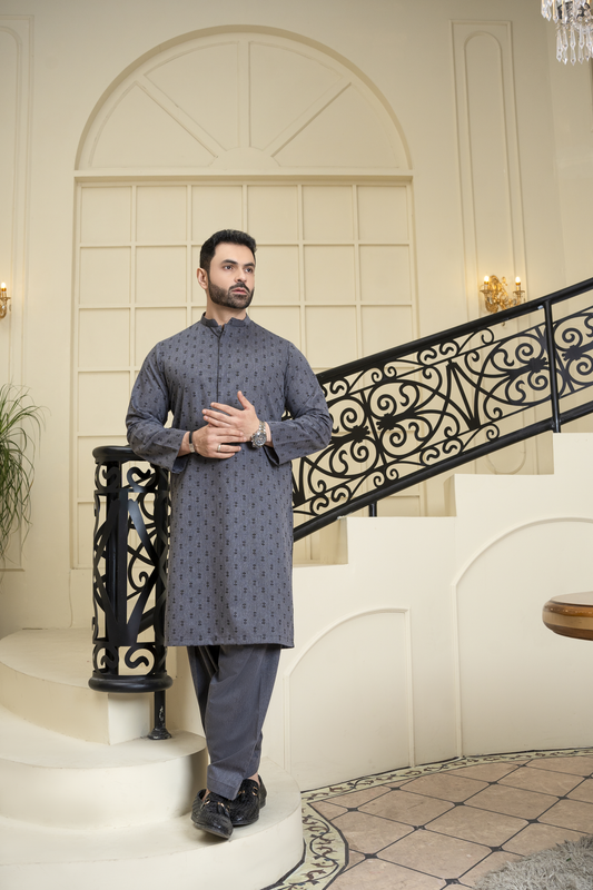 Charcoal Gray Kurta Shalwar