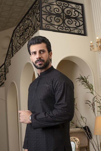 Black Soft Cotton Chikankari Kurta Shalwar