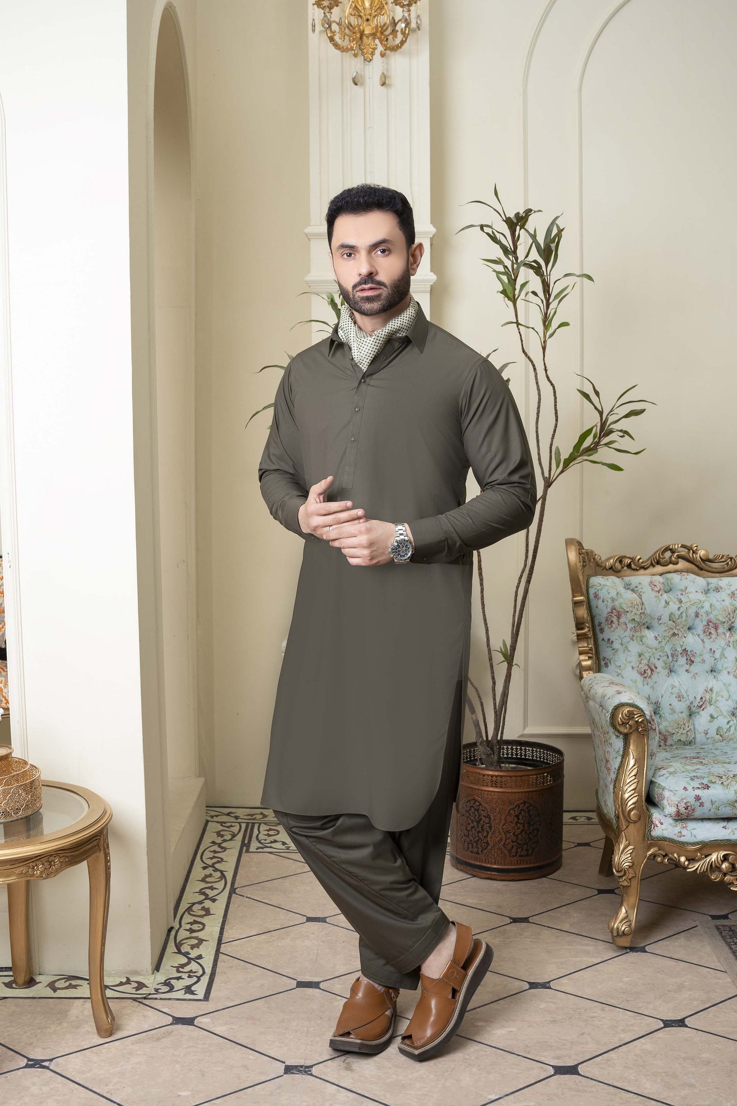 Dark Olive Green  Version Wear  Kameez Shalwar