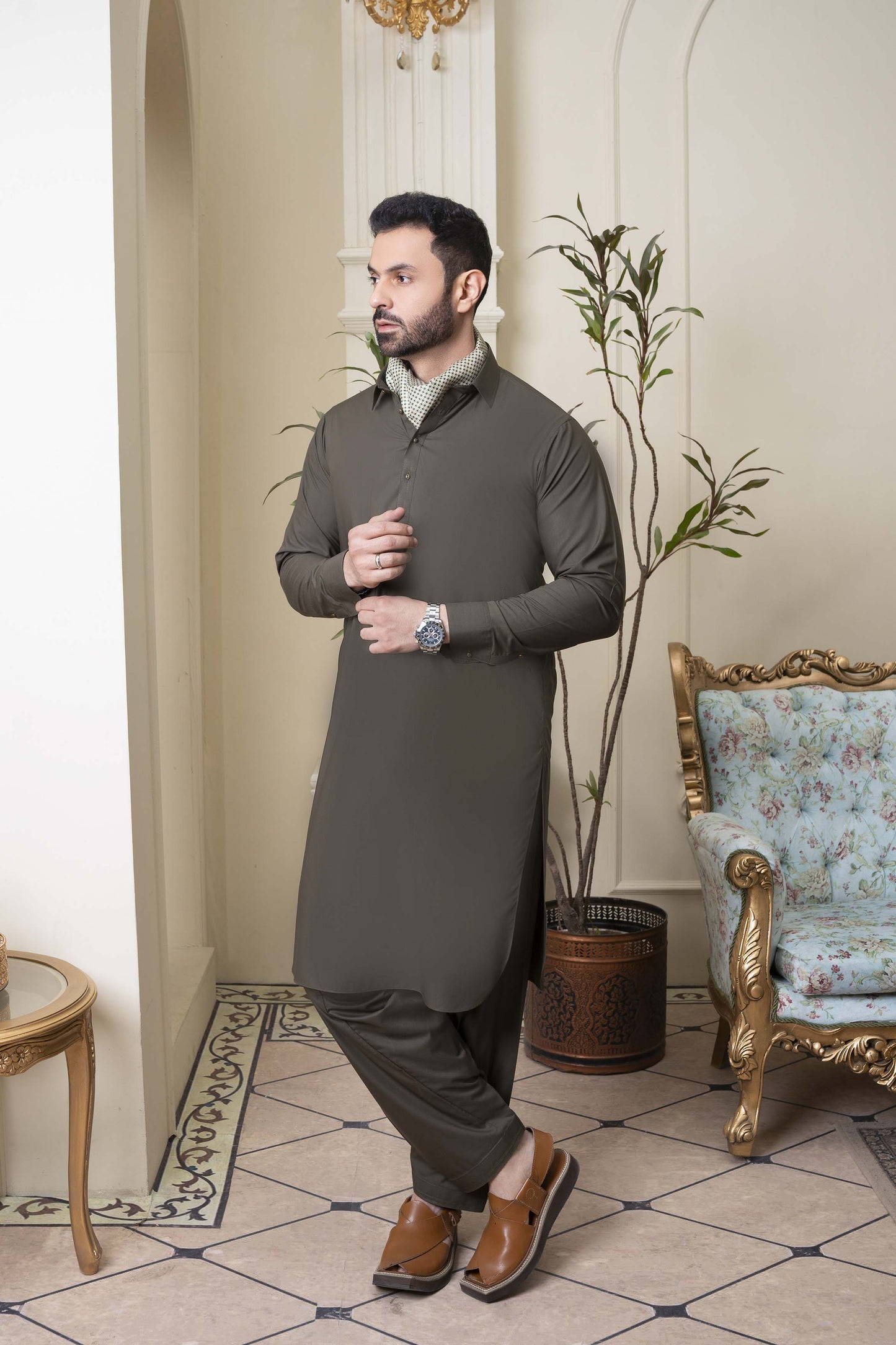 Dark Olive Green  Version Wear  Kameez Shalwar