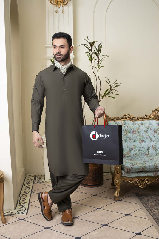 Dark Olive Green  Version Wear  Kameez Shalwar