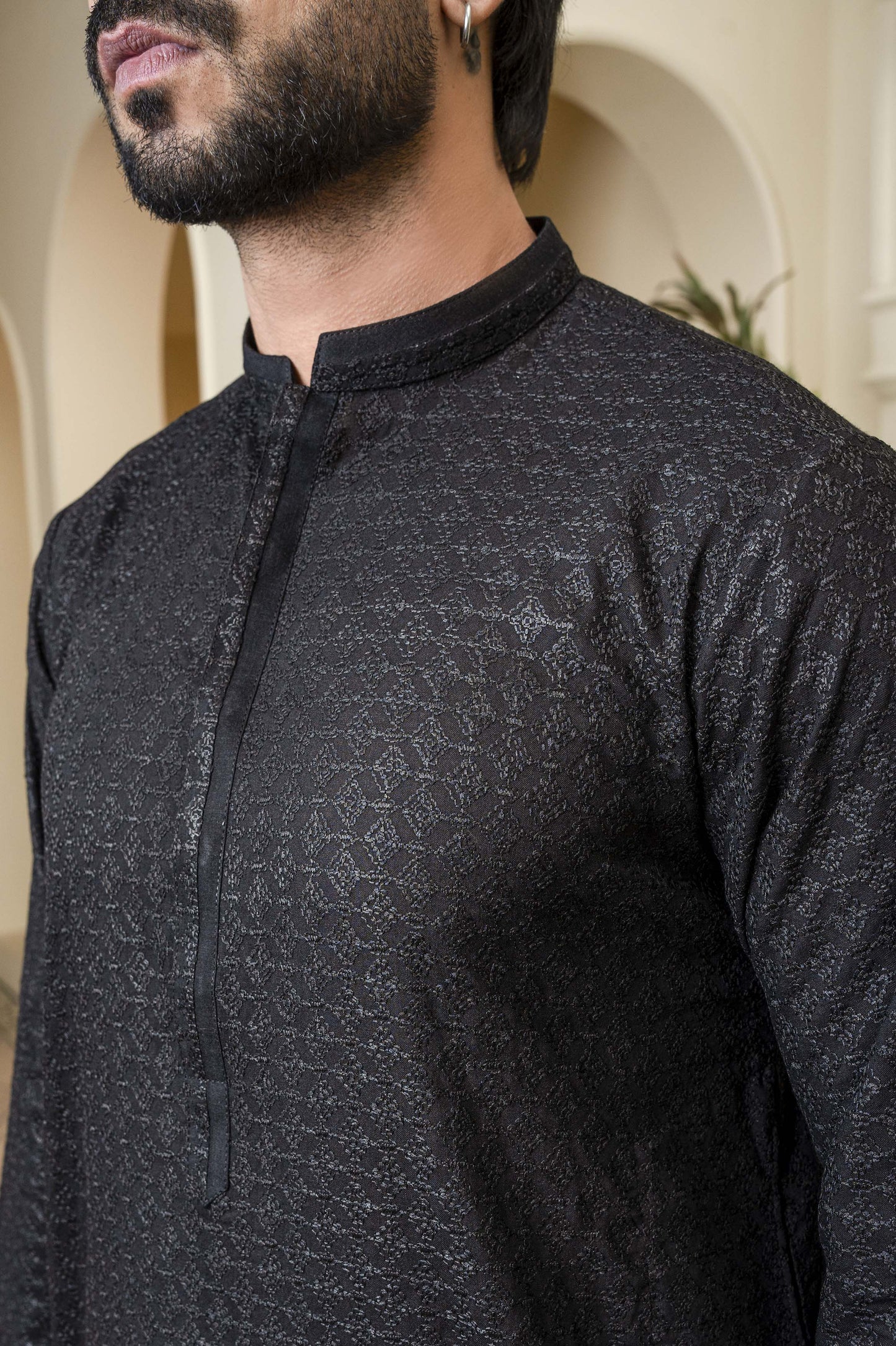 Black Soft Cotton Chikankari Kurta Shalwar
