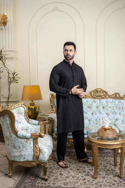Black Soft Cotton Chikankari Kurta Trouser