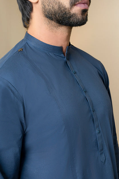 Dark Blue Cotton Kurta Shalwa
